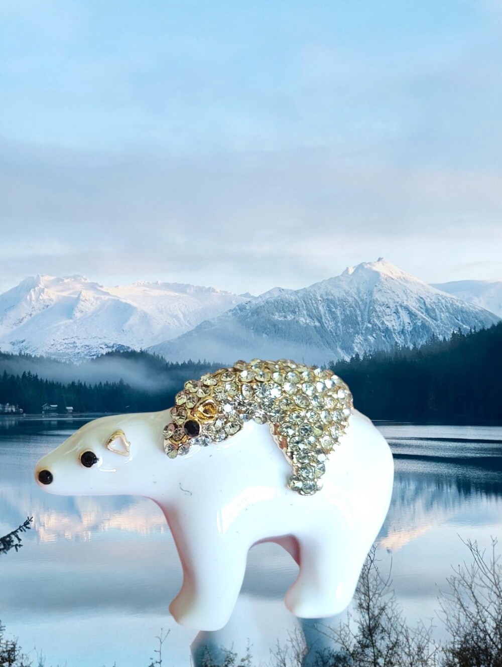 Polar Bear Mama And Baby Brooch